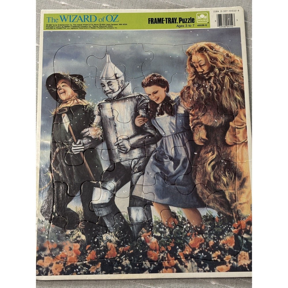 Vintage The Wizard of Oz Frame-Tray Puzzle 1988 Dorothy Tin Man Lion Scarecrow